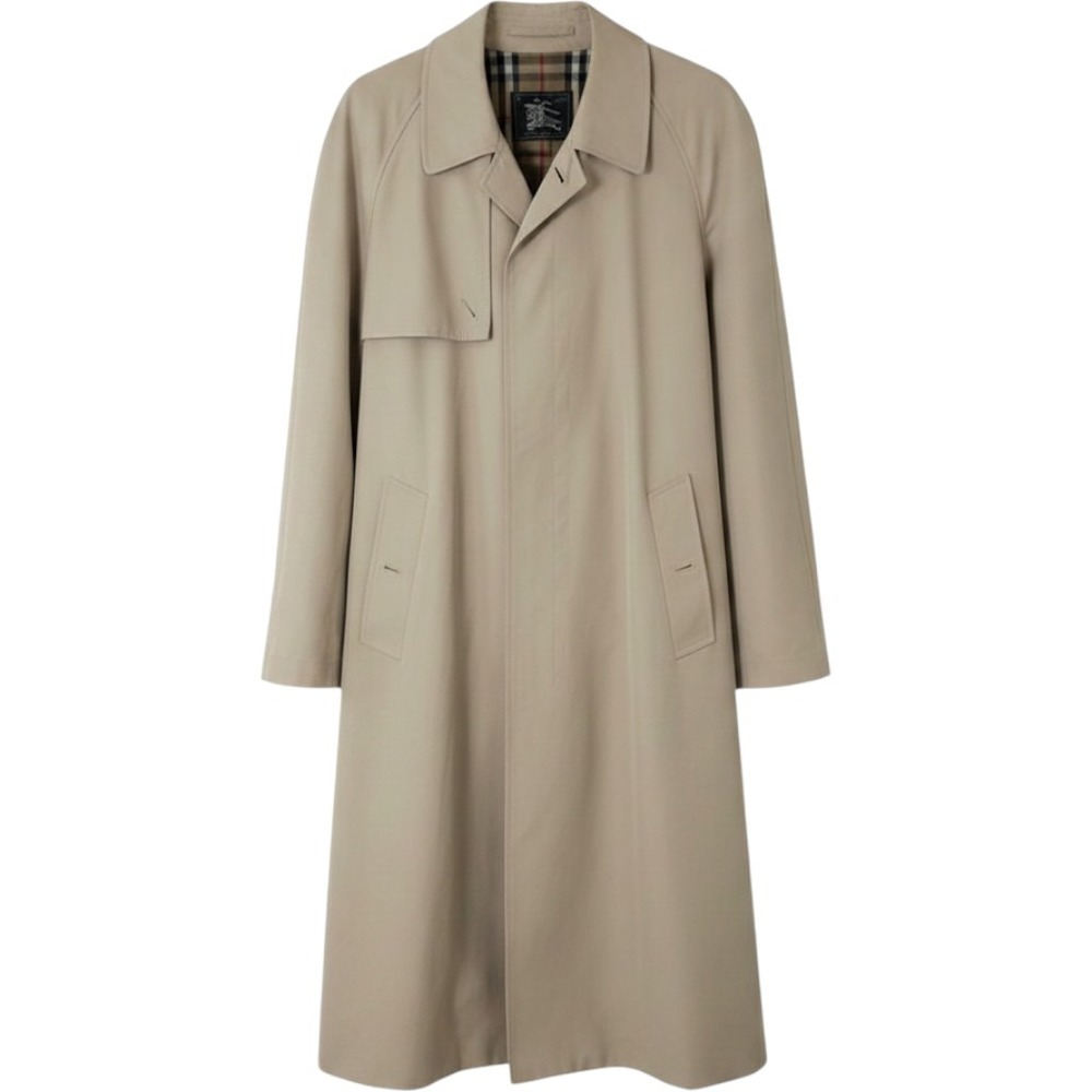 Vtg Burberrys Coat Beige Rain Coat Nova Check Lined Cotton Trench READ